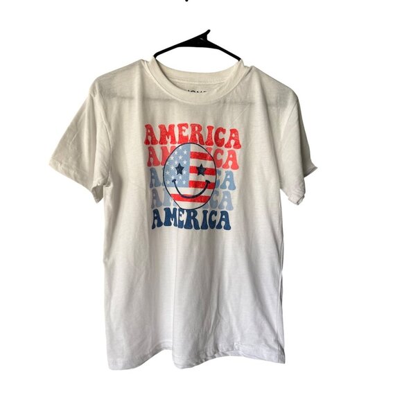 Home of the Brave Smiley America White Shirt - Picture 1 of 5